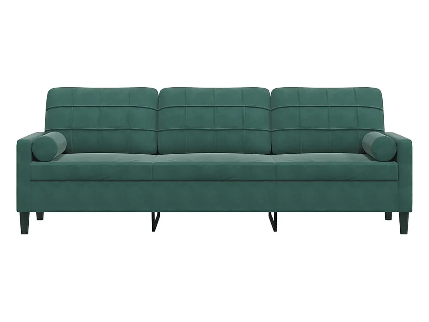 Sofá de 3 plazas con cojines terciopelo verde oscuro 210 cm