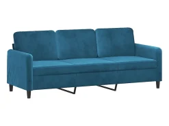 Sofá de 3 plazas con cojines terciopelo azul 180 cm