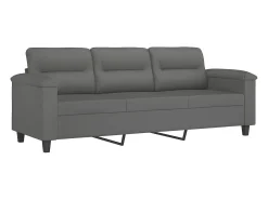 Sofá de 3 plazas con cojines tela microfibra gris oscuro 180 cm