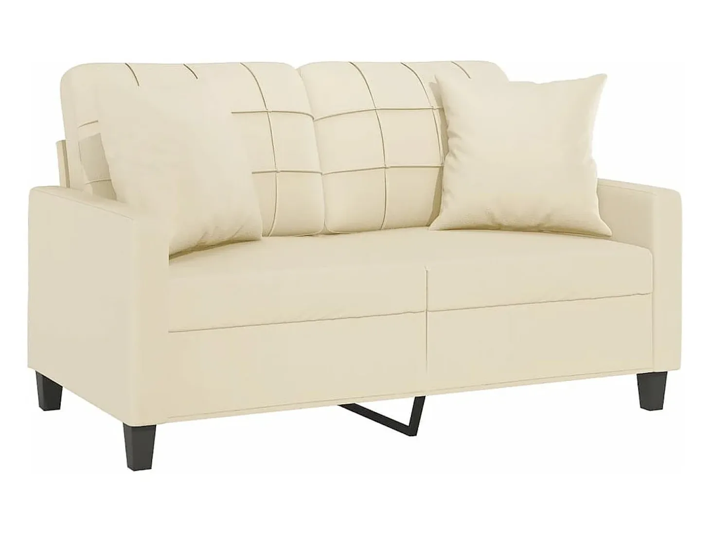 Sofá de 2 plazas con cojines cuero sintético color crema 120 cm