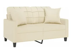 Sofá de 2 plazas con cojines cuero sintético color crema 120 cm