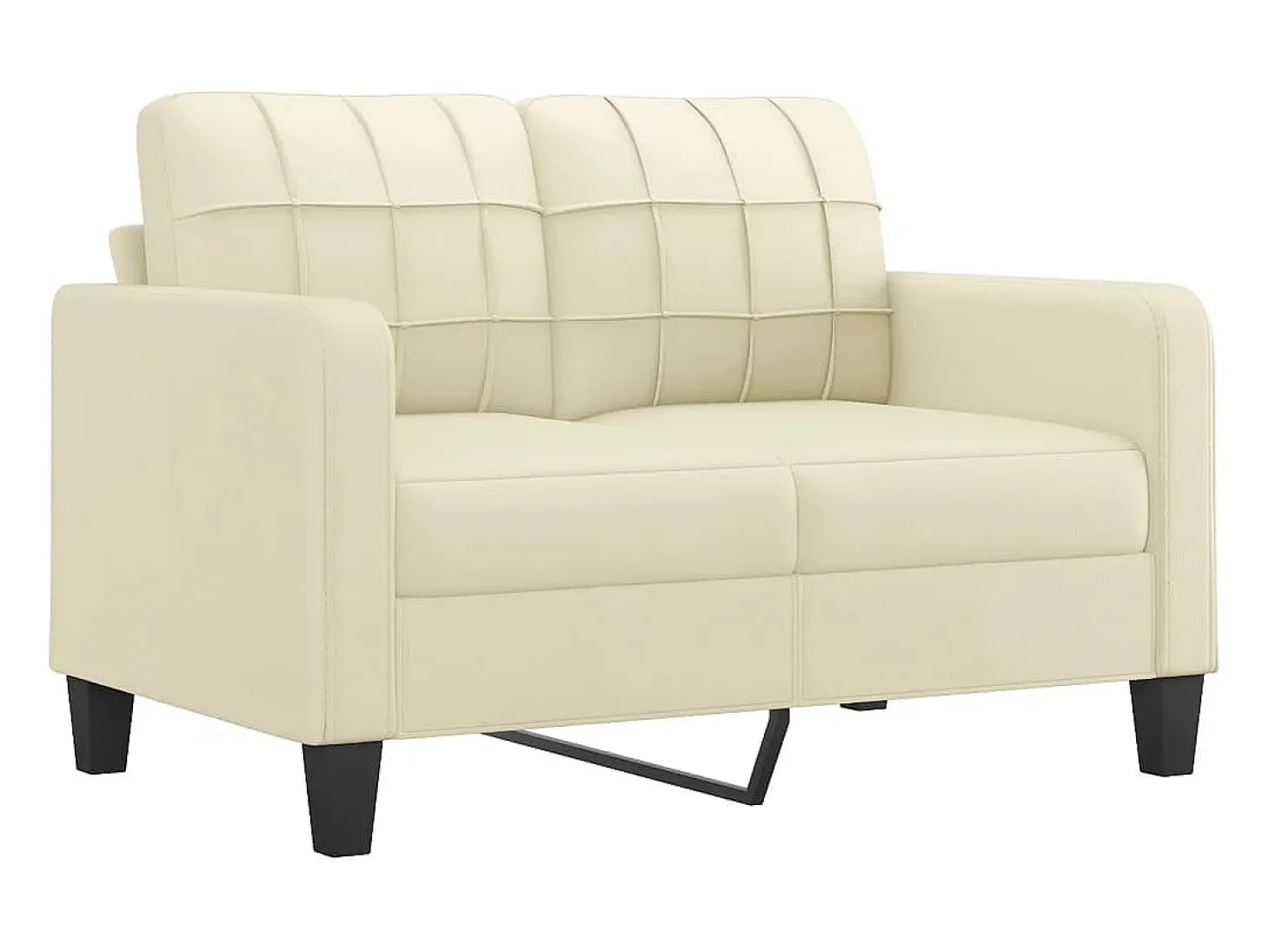 Sofá de 2 plazas con cojines cuero sintético color crema 120 cm
