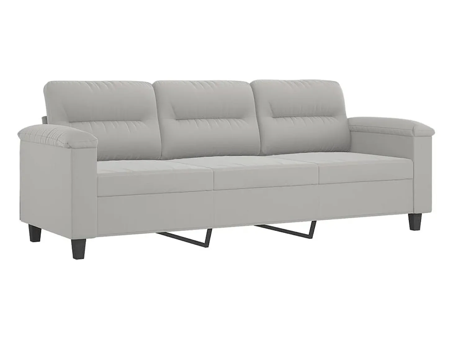 Sofá de 3 plazas con cojines tela microfibra gris claro 180 cm