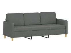 Sofá de 3 plazas con cojines tela gris oscuro 180 cm