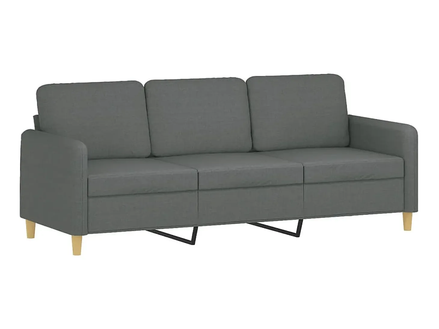 Sofá de 3 plazas con cojines tela gris oscuro 180 cm