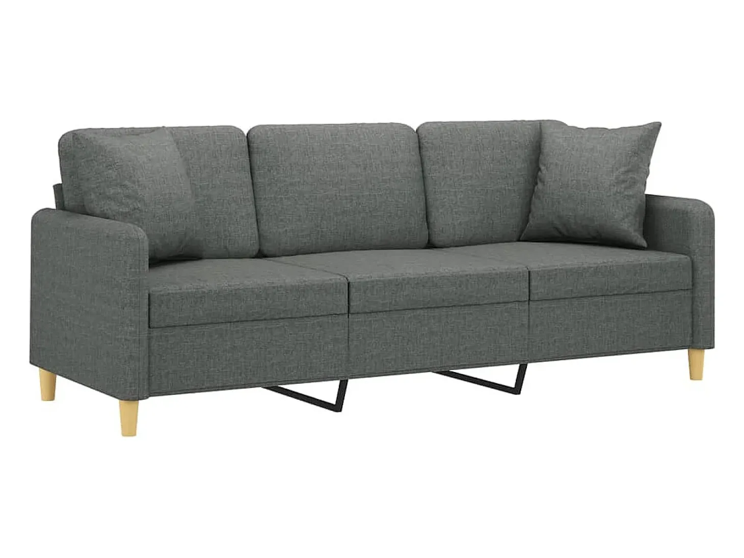 Sofá de 3 plazas con cojines tela gris oscuro 180 cm