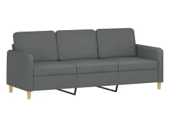 Sofá de 3 plazas con cojines tela gris oscuro 180 cm