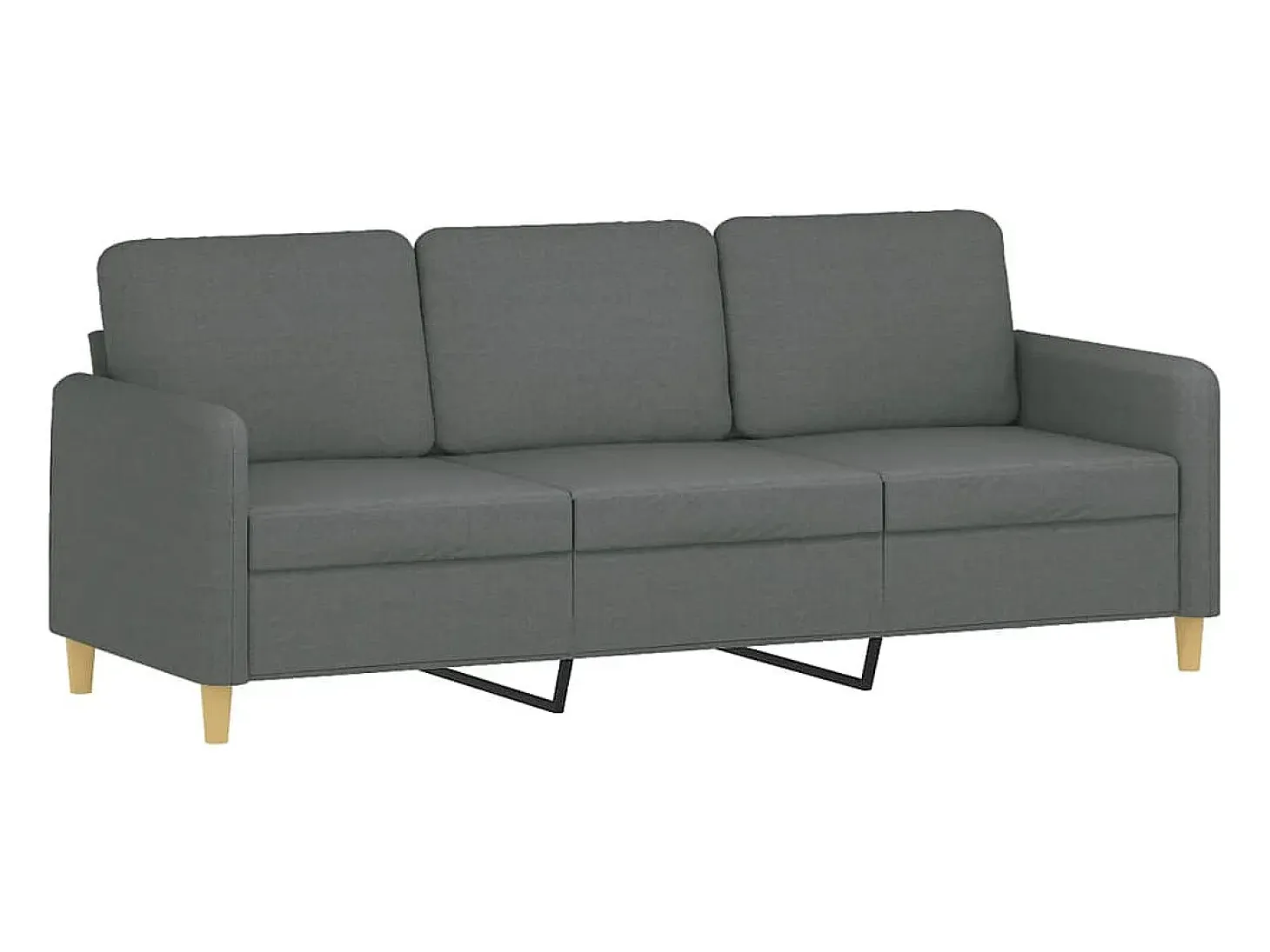 Sofá de 3 plazas con cojines tela gris oscuro 180 cm
