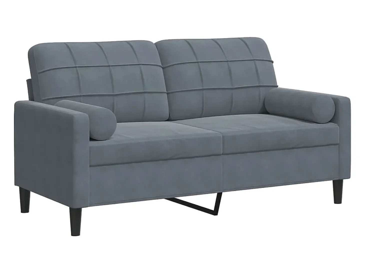 Sofá de 2 plazas con cojines terciopelo gris oscuro 140 cm
