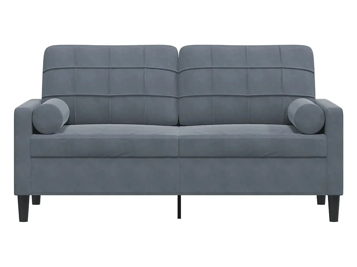 Sofá de 2 plazas con cojines terciopelo gris oscuro 140 cm