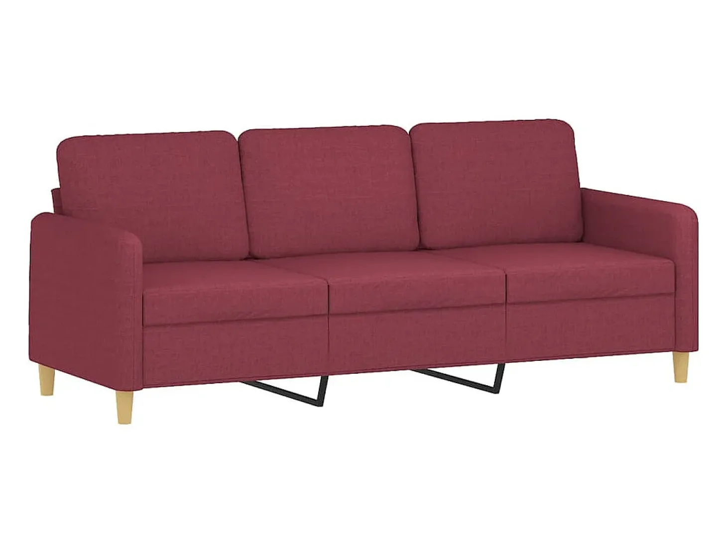 Sofá de 3 plazas con cojines tela rojo tinto 180 cm