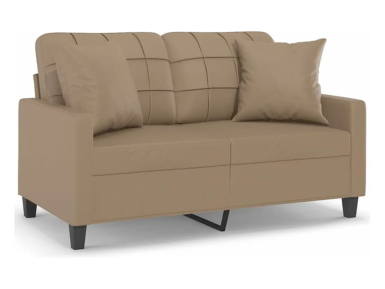 Sofá de 2 plazas con cojines cuero sintético capuchino 120 cm