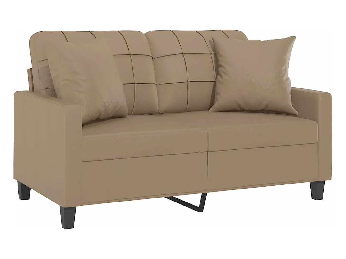 Sofá de 2 plazas con cojines cuero sintético capuchino 120 cm