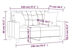 Sofá de 2 plazas con cojines cuero sintético capuchino 120 cm