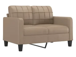 Sofá de 2 plazas con cojines cuero sintético capuchino 120 cm