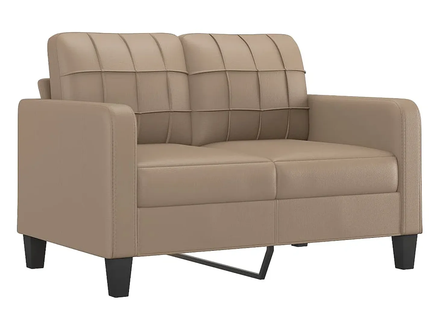 Sofá de 2 plazas con cojines cuero sintético capuchino 120 cm