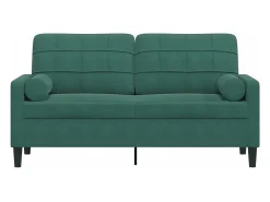 Sofá de 2 plazas con cojines terciopelo verde oscuro 140 cm