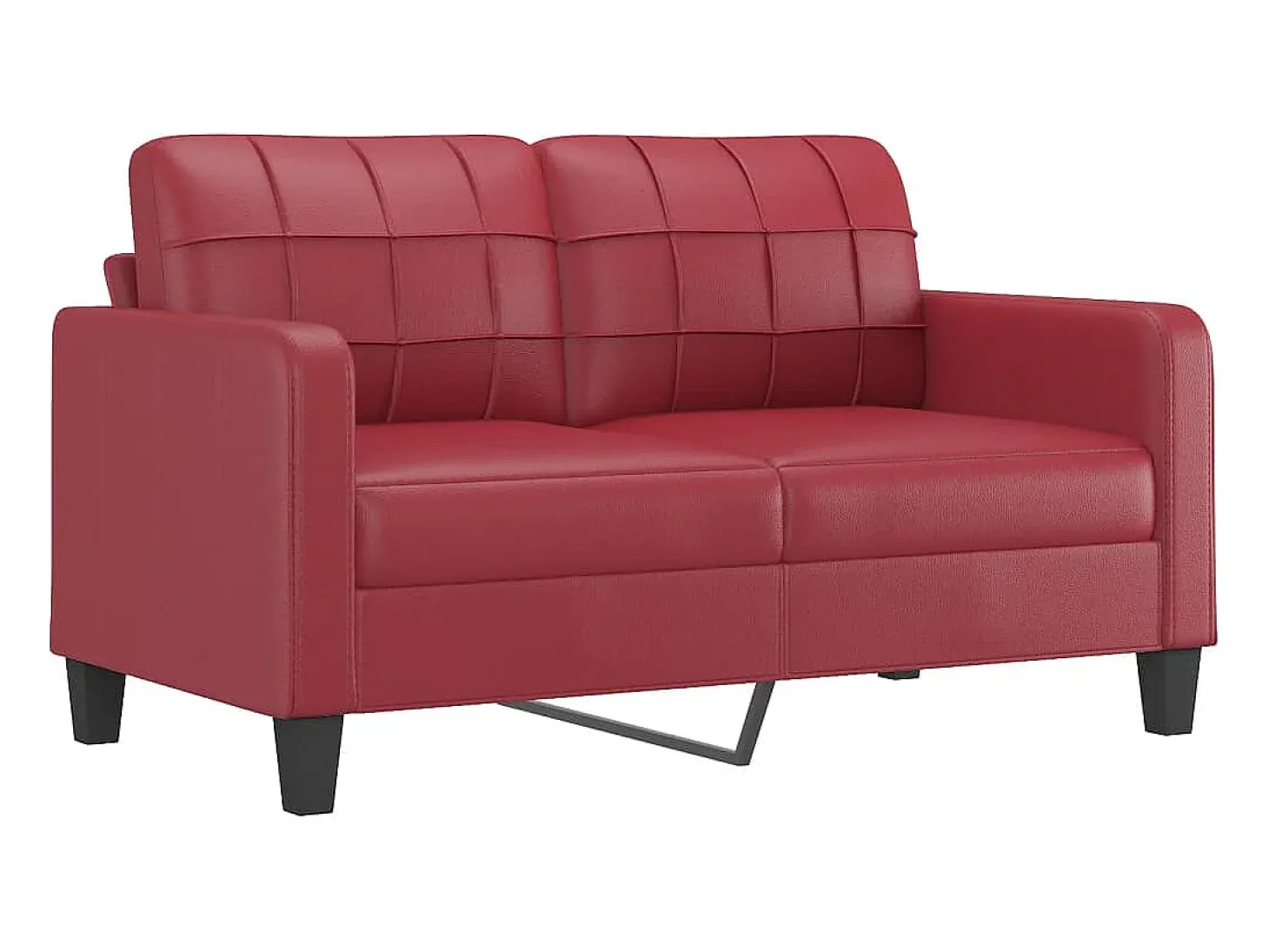 Sofá de 2 plazas con cojines cuero sintético rojo tinto 140 cm