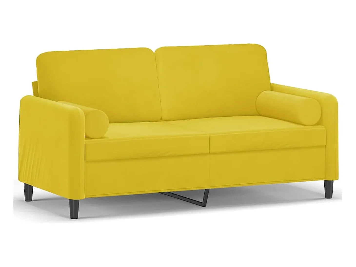 Sofá de 2 plazas con cojines terciopelo amarillo 140 cm
