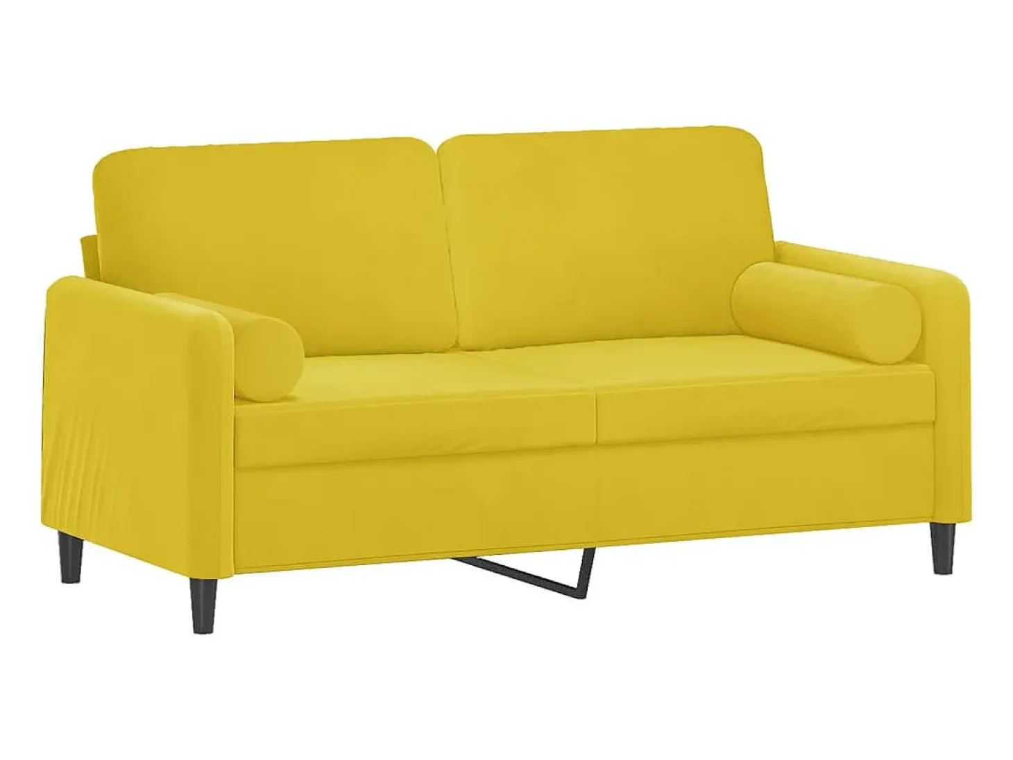 Sofá de 2 plazas con cojines terciopelo amarillo 140 cm