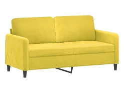 Sofá de 2 plazas con cojines terciopelo amarillo 140 cm