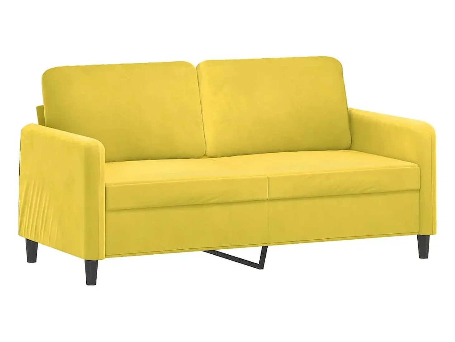 Sofá de 2 plazas con cojines terciopelo amarillo 140 cm