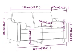 Sofá de 2 plazas con cojines tela gris taupe 120 cm