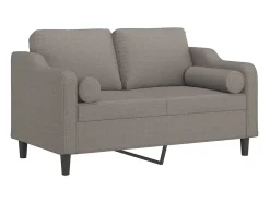 Sofá de 2 plazas con cojines tela gris taupe 120 cm