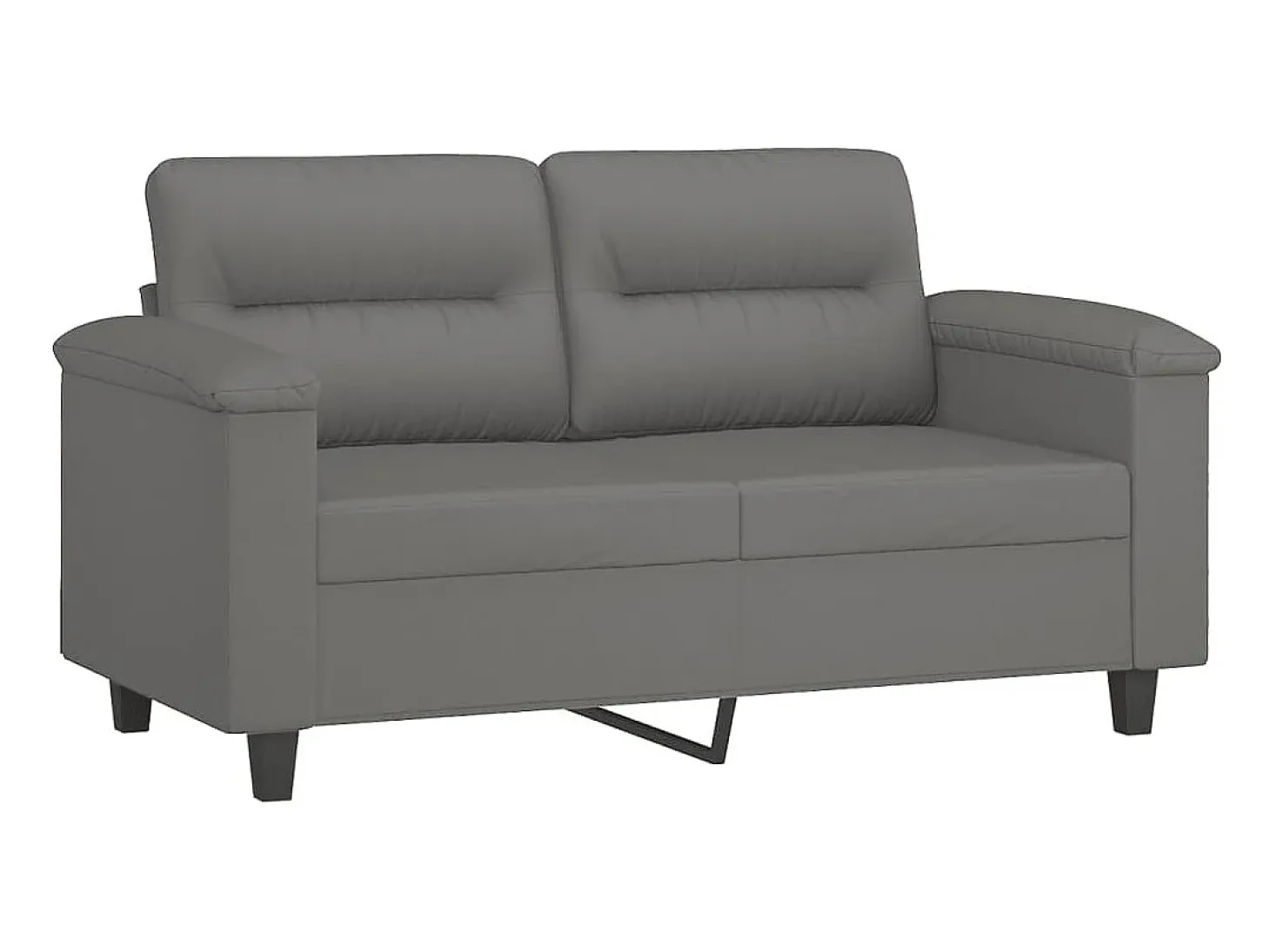 Sofá de 2 plazas con cojines tela microfibra gris oscuro 120 cm