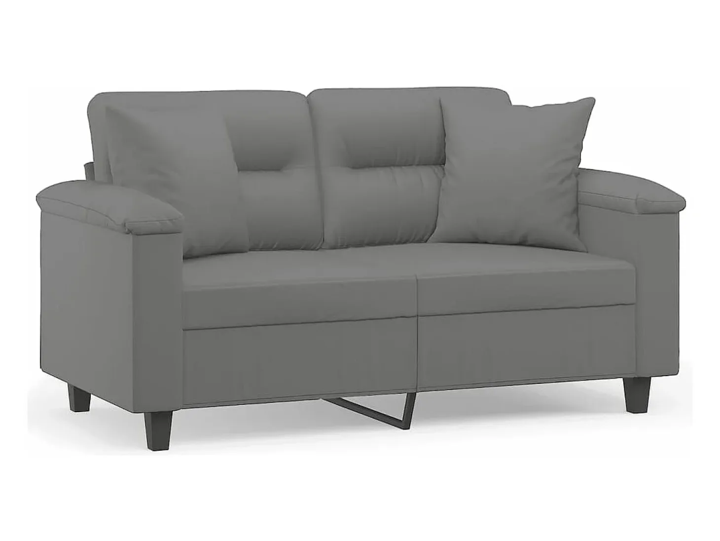 Sofá de 2 plazas con cojines tela microfibra gris oscuro 120 cm