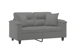 Sofá de 2 plazas con cojines tela microfibra gris oscuro 120 cm