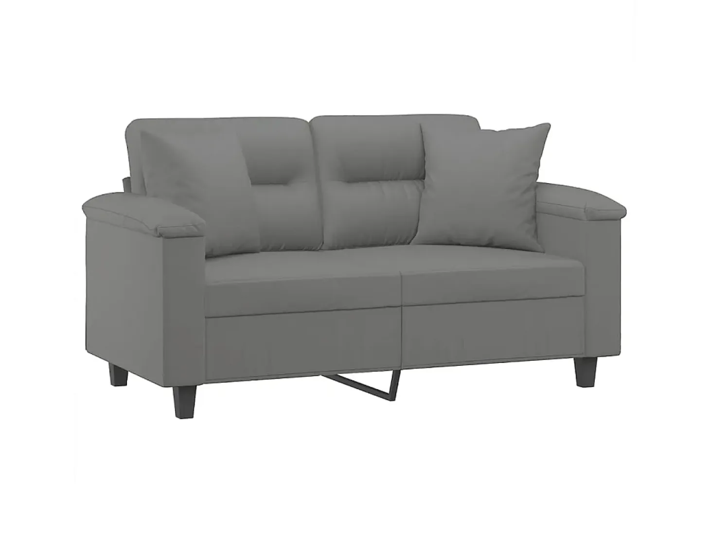 Sofá de 2 plazas con cojines tela microfibra gris oscuro 120 cm
