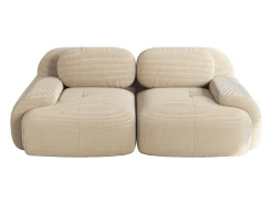 Sofá de 2 plazas con cojines - Sofá recto con reposabrazos curvos y cojines decorativos - pana beige