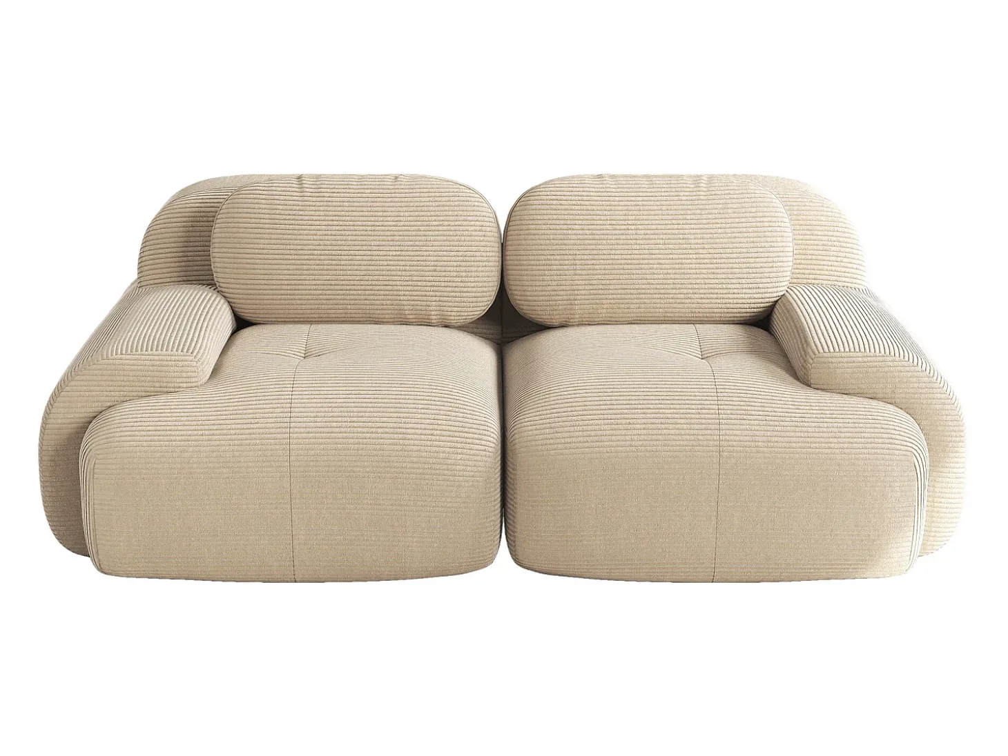 Sofá de 2 plazas con cojines - Sofá recto con reposabrazos curvos y cojines decorativos - pana beige