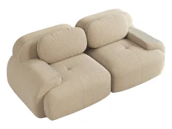 Sofá de 2 plazas con cojines - Sofá recto con reposabrazos curvos y cojines decorativos - pana beige