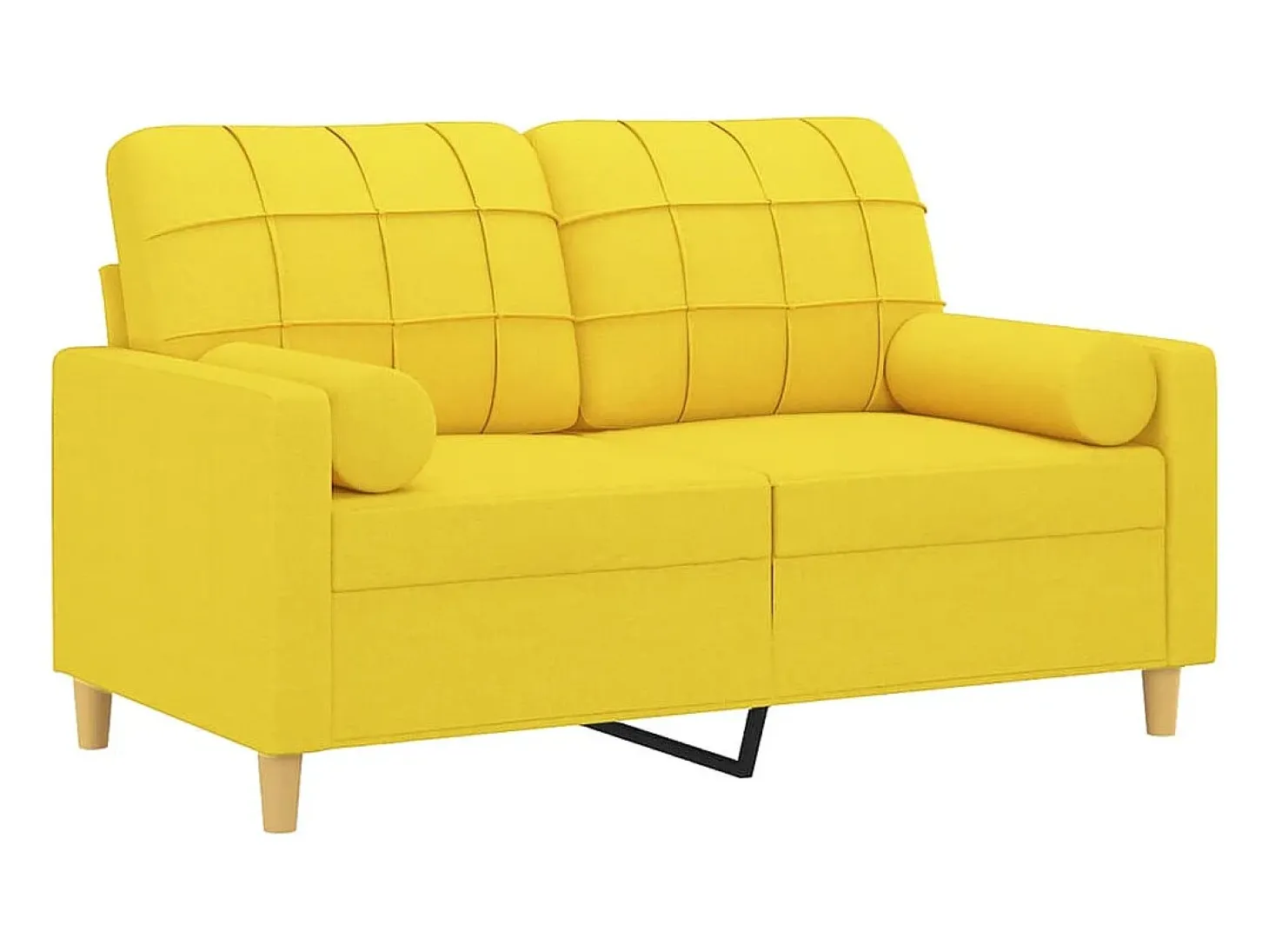 Sofá de 2 plazas con cojines tela amarillo claro 120 cm