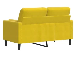 Sofá de 2 plazas con cojines terciopelo amarillo 120 cm