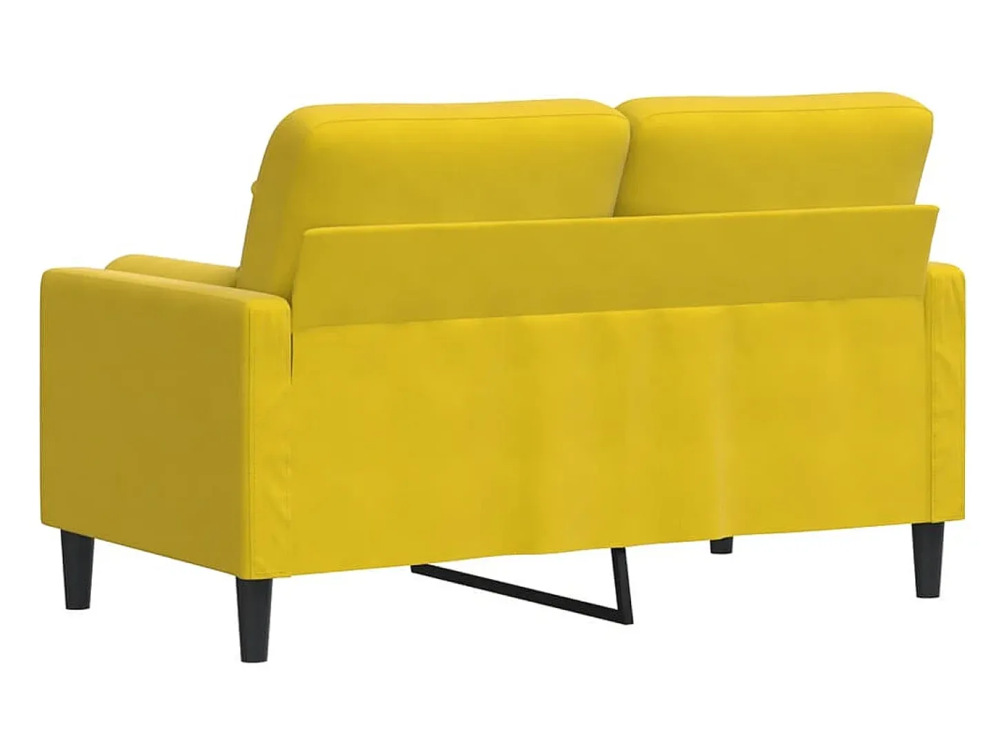Sofá de 2 plazas con cojines terciopelo amarillo 120 cm