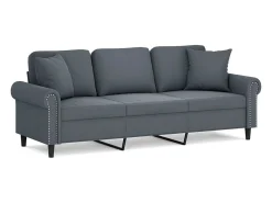 Sofá de 3 plazas con cojines terciopelo gris oscuro 180 cm