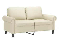 Sofá de 2 plazas con cojines cuero sintético color crema 120 cm