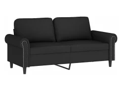 Sofá de 2 plazas con cojines terciopelo negro 140 cm