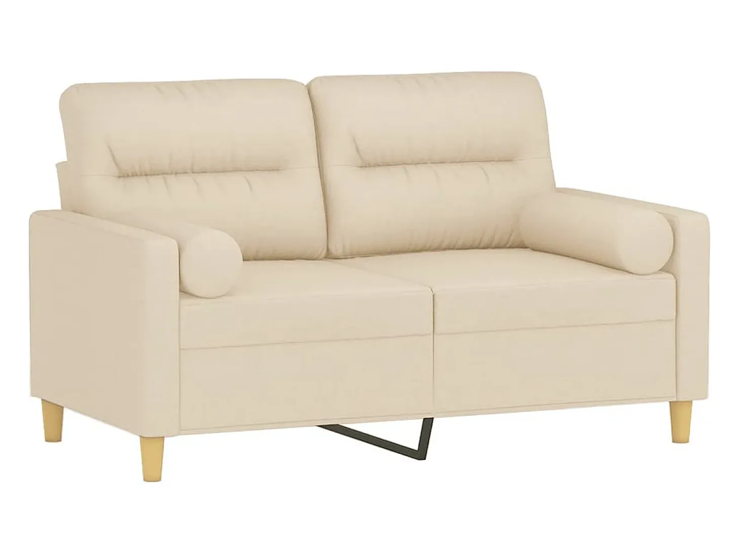 Sofá de 2 plazas con cojines tela color crema 120 cm