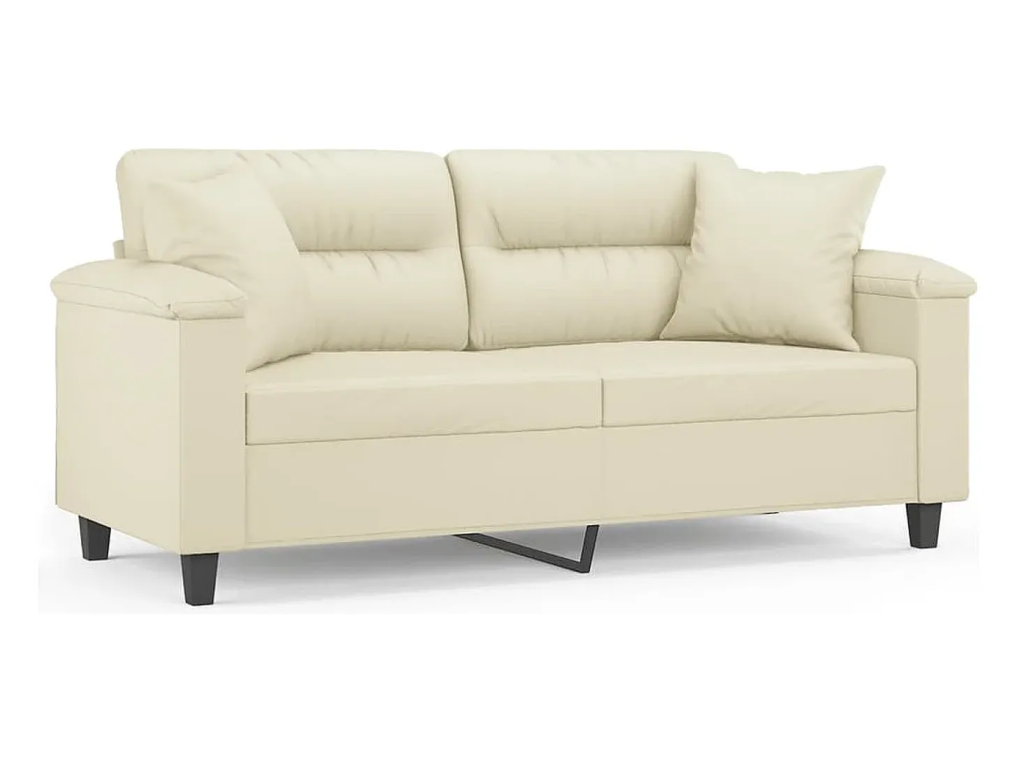 Sofá de 2 plazas con cojines cuero sintético color crema 140 cm ES550332