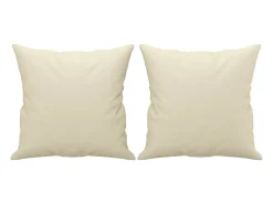 Sofá de 2 plazas con cojines cuero sintético color crema 140 cm ES550332