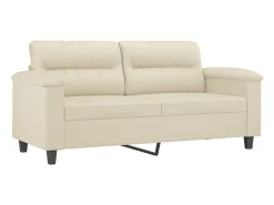 Sofá de 2 plazas con cojines cuero sintético color crema 140 cm ES550332