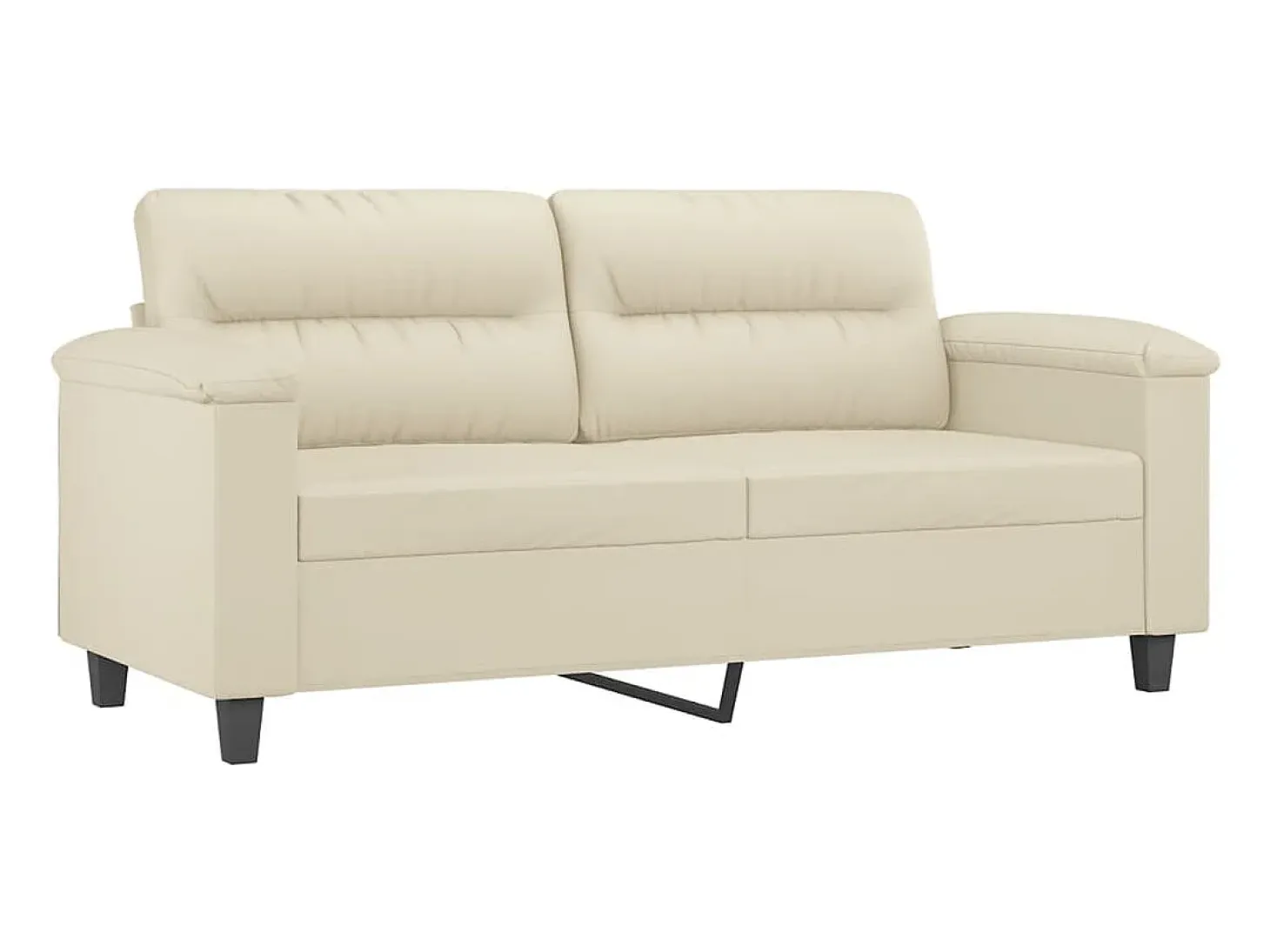 Sofá de 2 plazas con cojines cuero sintético color crema 140 cm ES550332