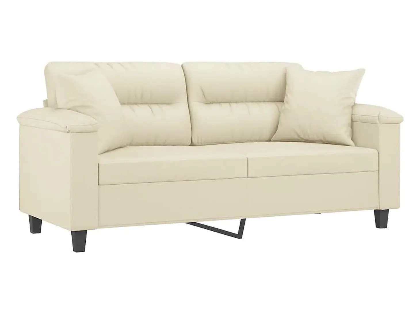 Sofá de 2 plazas con cojines cuero sintético color crema 140 cm ES550332