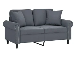 Sofá de 2 plazas con cojines terciopelo gris oscuro 120 cm