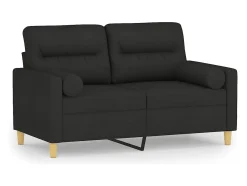 Sofá de 2 plazas con cojines tela negro 120 cm