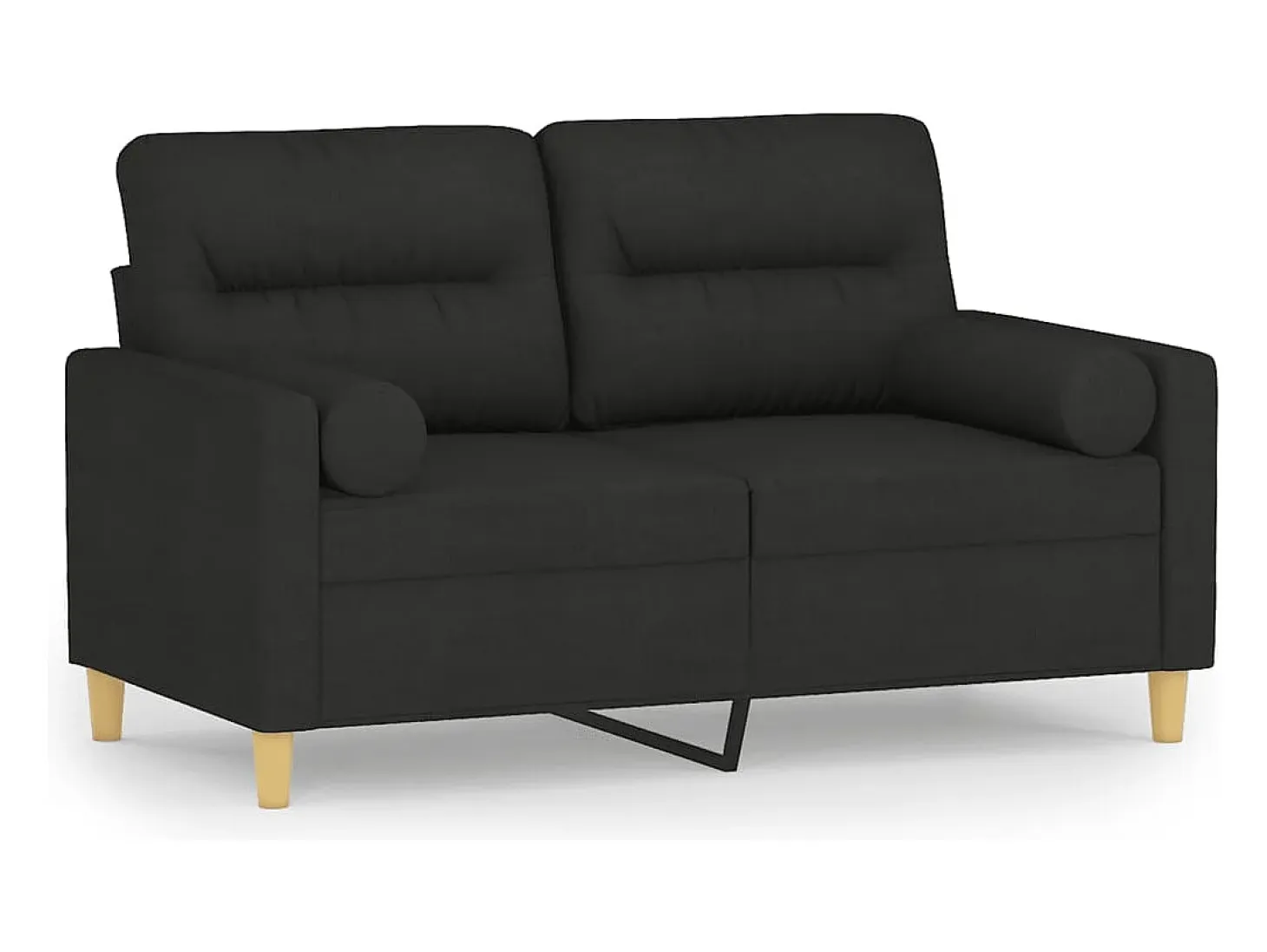 Sofá de 2 plazas con cojines tela negro 120 cm